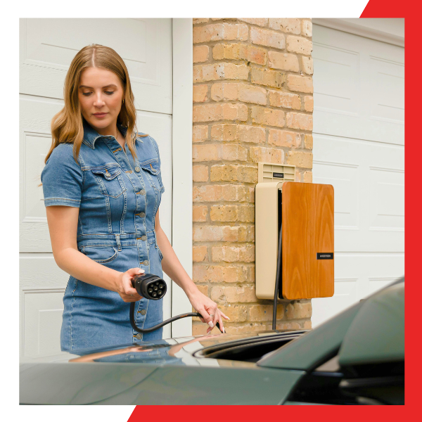 woman with residential ev charging station