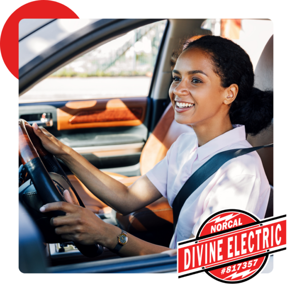 woman driving electric vehicle