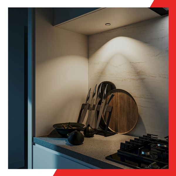 kitchen lights at night
