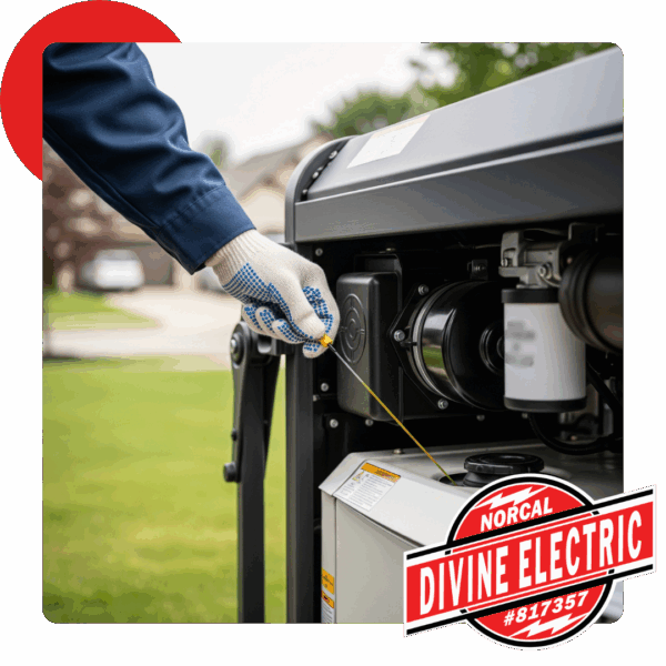 Person doing maintenance on a generator