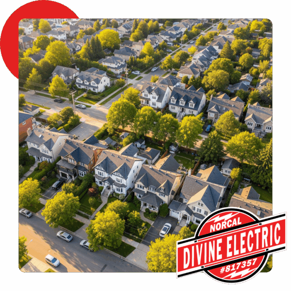 An aerial view of a neighborhood