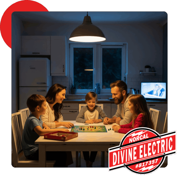 Family at home enjoying generator power in their home