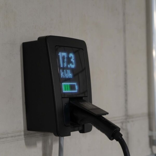 Home EV charger in a garage.