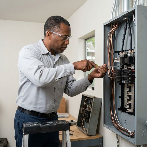 electrician and electrical panel